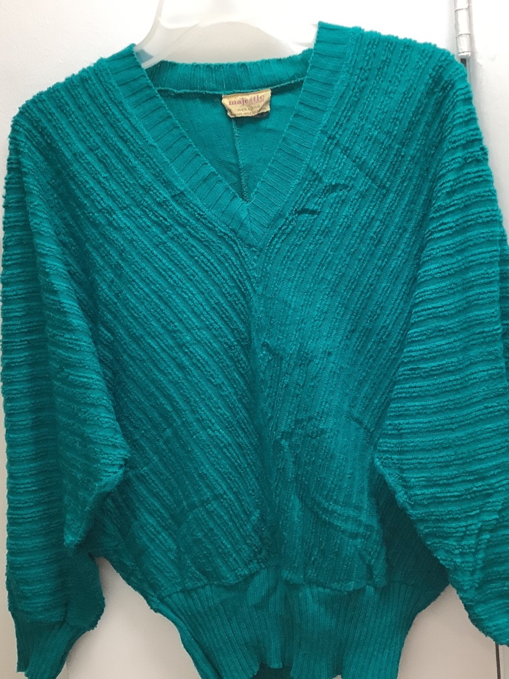 Retro 80’s dolman sleeves chenille v-neck top sweater blouse size Medium